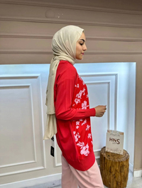 İnvee 6723 Nar Çiçeği Önü Desenli Triko