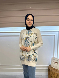 İnvee 6723 Vanilya Önü Desenli Triko