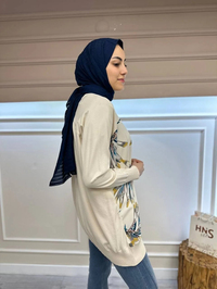 İnvee 6723 Vanilya Önü Desenli Triko
