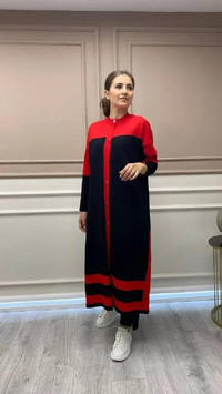 İnvee 6804 Kırmızı Uzun Triko Hırka
