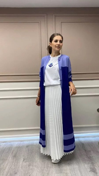 İnvee 6804 Morcivert Uzun Triko Hırka