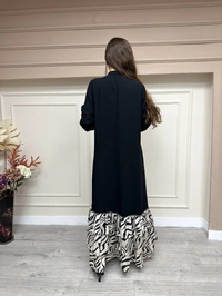 İnvee 6807 Siyah Eteği Fırfırlı Elbise