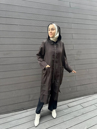 İnvee 6814 Kahve Cep Detaylı Şapkalı Kap