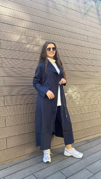 İnvee 6815 Lacivert Fermuarlı İpli Bağlamalı Kap