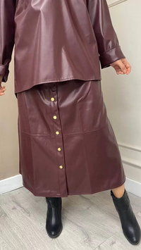 İnvee 6816 Bordo Deri Etek