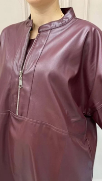 İnvee 6818 Bordo Deri Tunik