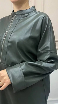 İnvee 6818 Haki Deri Tunik