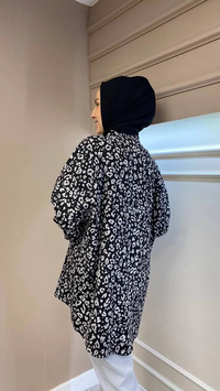 İnvee 6818 Siyah Desenli Tunik
