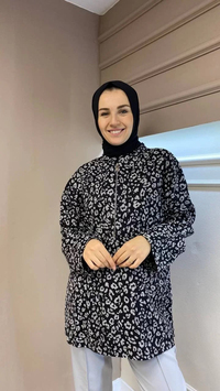 İnvee 6818 Siyah Desenli Tunik