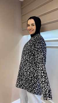 İnvee 6818 Siyah Desenli Tunik