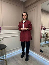 İnvee 6827 Bordo Kapitone Ceket