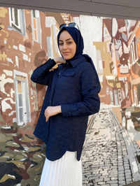 İnvee 6827 Lacivert Kapitone Ceket