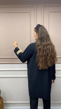 İnvee 6829 Siyah İki Renk Detaylı Fermuarlı Tunik
