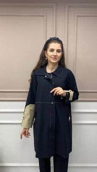 İnvee 6829 Siyah İki Renk Detaylı Fermuarlı Tunik