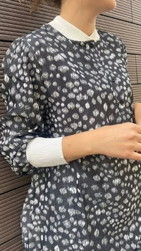 İnvee 6834 Gri Desenli Yanı Lastik Detaylı Gömlek