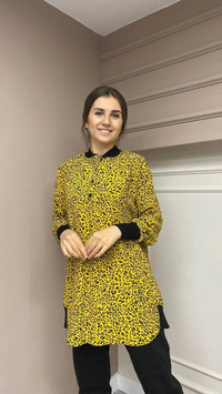 İnvee 6834 Sarı-Siyah Yanı Lastik Detaylı Gömlek