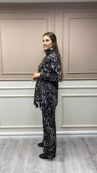 İnvee 6839 Siyah Leopar Takım