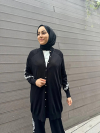 İnvee 6846 Siyah Arkası Güldalı Triko Hırka