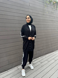 İnvee 6846 Siyah Arkası Güldalı Triko Hırka