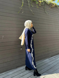 İnvee 6848 Lacivert Güldalı Triko Elbise
