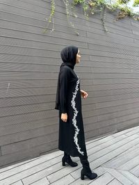 İnvee 6848 Siyah Güldalı Triko Elbise