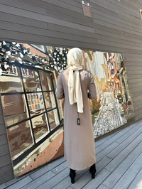 İnvee 6848 Vizon Güldalı Triko Elbise