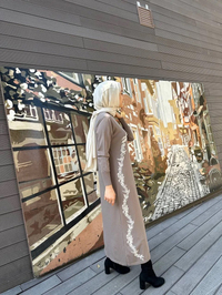 İnvee 6848 Vizon Güldalı Triko Elbise