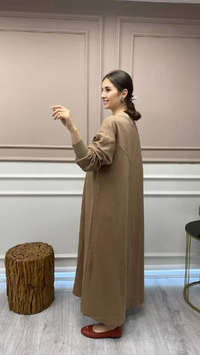 İnvee 6851 Camel Düğmeli Uzun Kap