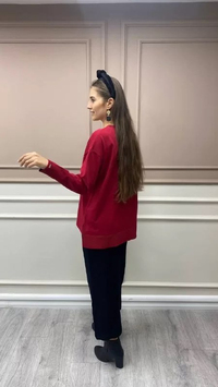 İnvee 6859 Bordo Asimetrik Kesim Tunik