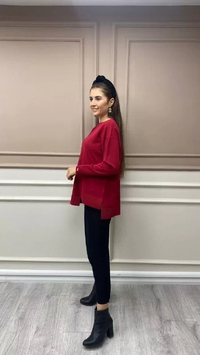 İnvee 6859 Bordo Asimetrik Kesim Tunik