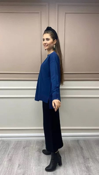 İnvee 6859 Lacivert Asimetrik Kesim Tunik