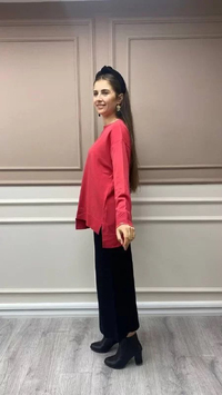 İnvee 6859 Nar Çiçeği Asimetrik Kesim Tunik