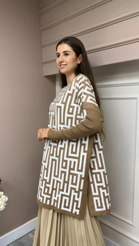 İnvee 6872 Camel-Ekru İki Renkli Triko
