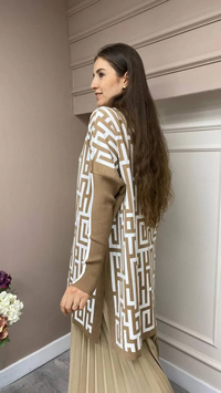 İnvee 6872 Camel-Ekru İki Renkli Triko