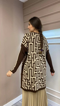 İnvee 6872 Kahve-Bej İki Renkli Triko