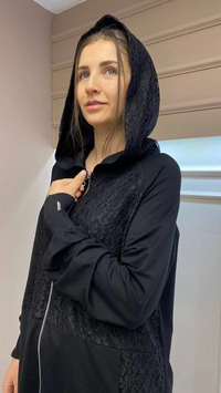 İnvee 6876 Siyah Güpür Detaylı Spor Takım