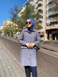 İnvee 6879 Gri Çıtçıtlı Kapitone Ceket