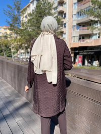 İnvee 6879 Kahve Çıtçıtlı Kapitone Ceket