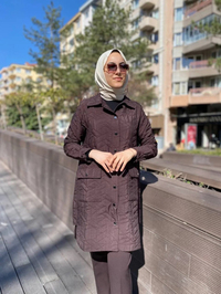 İnvee 6879 Kahve Çıtçıtlı Kapitone Ceket