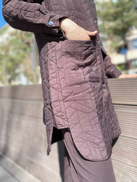 İnvee 6879 Kahve Çıtçıtlı Kapitone Ceket