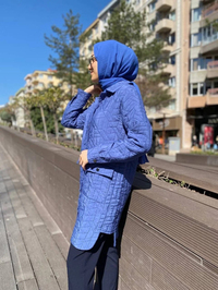 İnvee 6879 Lacivert Çıtçıtlı Kapitone Ceket