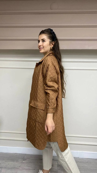 İnvee 6879 Taba Çıtçıtlı Kapitone Ceket