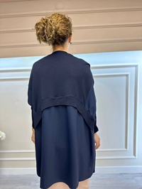 İnvee 6883 Lacivert Eteği Gömlek Detaylı Triko