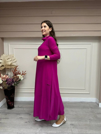 İnvee 6886 Fuşya Sandy Kumaş Elbise