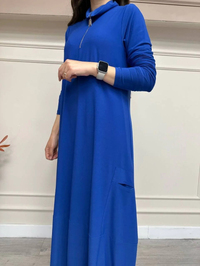 İnvee 6886 Sax Sandy Kumaş Elbise