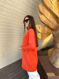 İnvee 6890 Oranj Baskılı Triko Tunik