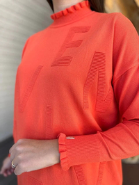 İnvee 6890 Oranj Baskılı Triko Tunik