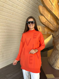 İnvee 6890 Oranj Baskılı Triko Tunik