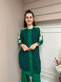 İnvee 6891 Benetton Küp Desenli Triko Hırka