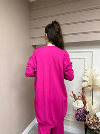 İnvee 6891 Fuşya Küp Desenli Triko Hırka